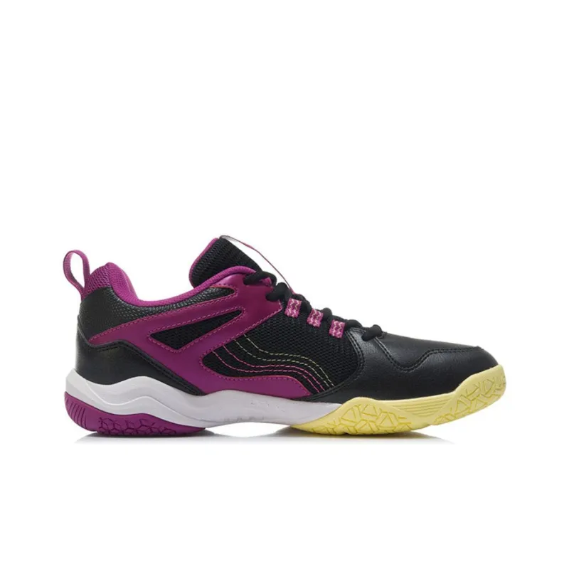 LiNing Sound Waves Cushioning, Slip Resistant, And Abrasion Resistant Low Top Badminton Shoes Men's Black Purple-1