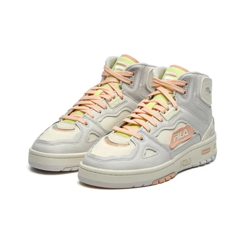 FILA FUSION Teratach Vintage Basketball Shoes Women's Mid-Top White/Yellow/Orange-2