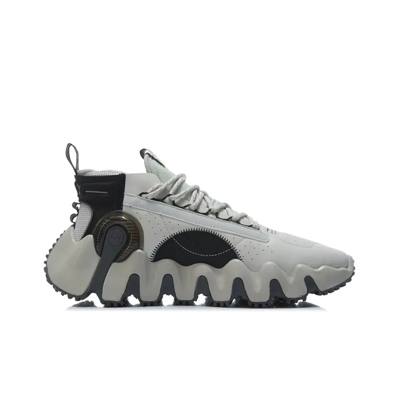 LiNing Wu Xing 2 Wntr Cushioned Slip Resistant Low Top Vintage Basketball Shoes Men's Antarctic Gray-1