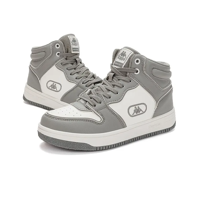 Kappa Abrasion Resistant Mid Top Vintage Basketball Shoes Unisex Mushroom Gray Korean White-3