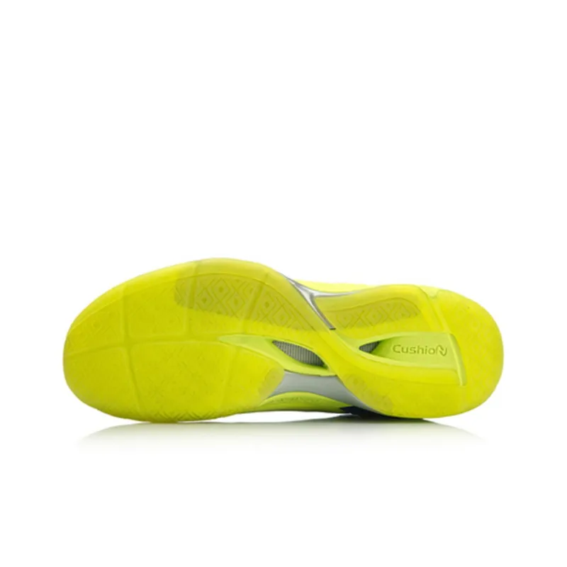 LiNing Attack Rebound Cushioning Breathable Wear Resistant Low Top Badminton Shoes Men's Neon Bright Green-4