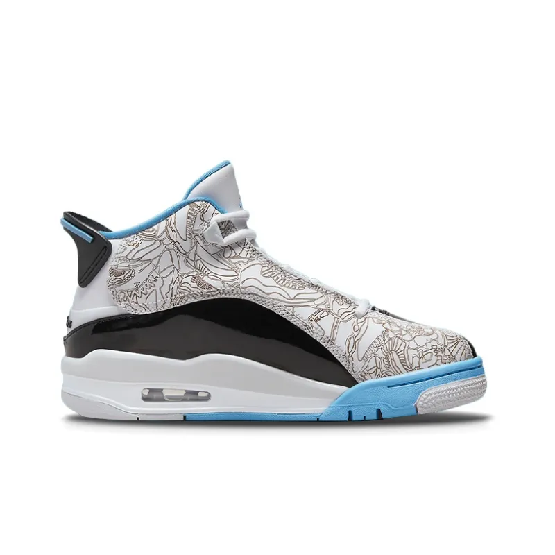 Jordan Dub Zero Mid-Top Vintage Basketball Shoes GS White Black Blue-1