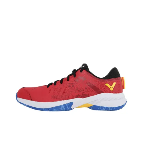 One Piece VICTOR Slip Resistant Cushioning Low Top Badminton Shoes Unisex Red