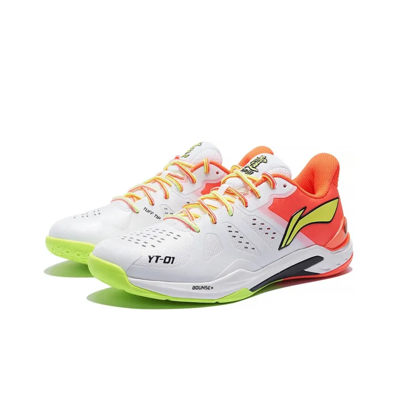 LiNing Cloud Thunder Cushioned Slip Resistant Abrasion Resistant Breathable Low Top Badminton Shoes Unisex White Red-2