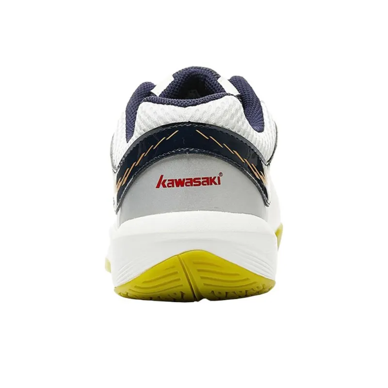 Kawasaki Trendy Collection Cushioned Slip Resistant Abrasion Resistant Low Top Badminton Shoes Unisex White-4