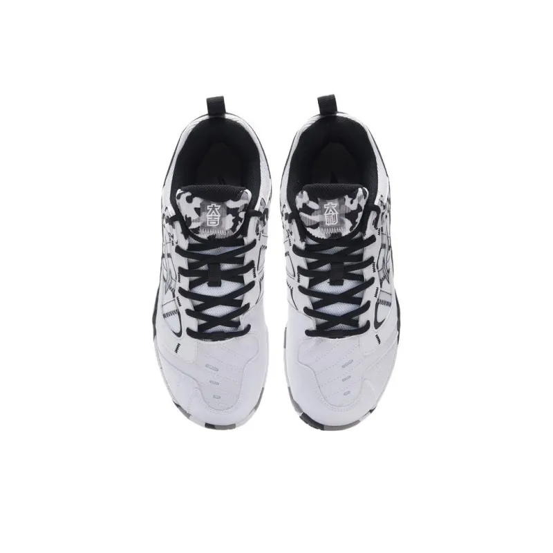 LiNing Cushioning Abrasion Resistant Support Rebound Low Top Badminton Shoes Men's White Black-3