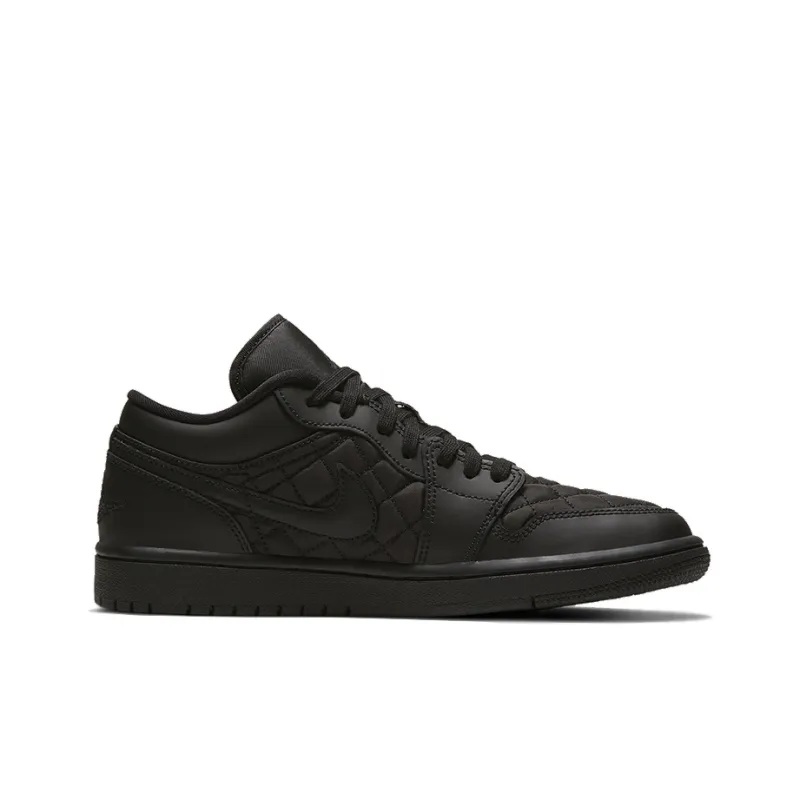 Jordan 1 Low Triple Black Quilted Women's-1