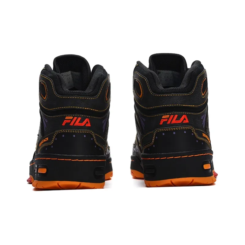 FILA FUSION Teratach Pack Anti Slip Wear Resistant Mid Top Vintage Basketball Shoes Women's Purple Black-3