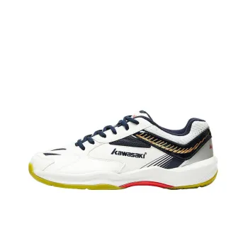Kawasaki Trendy Collection Cushioned Slip Resistant Abrasion Resistant Low Top Badminton Shoes Unisex White