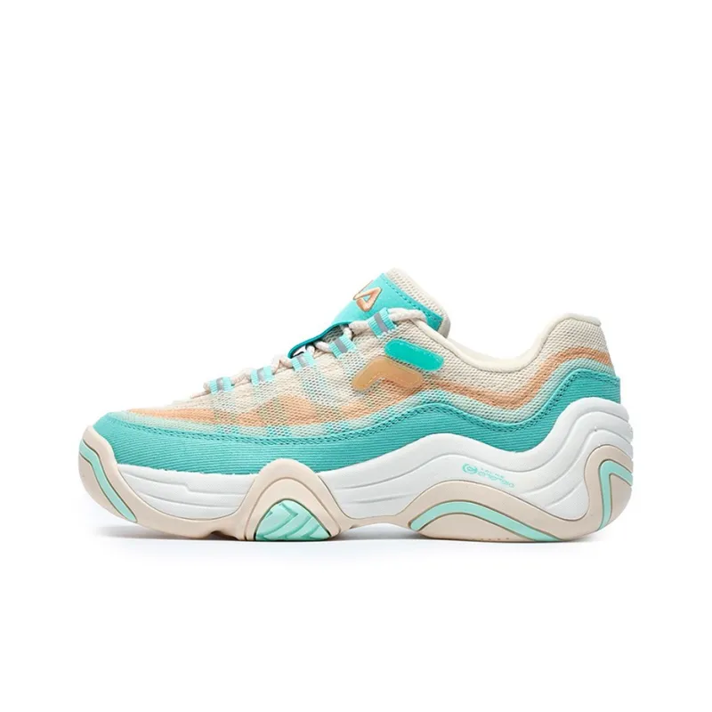 FILA FUSION Cushioning Anti Slip And Wear Resistant Low Top Vintage Basketball Shoes Women's Brown Green-0