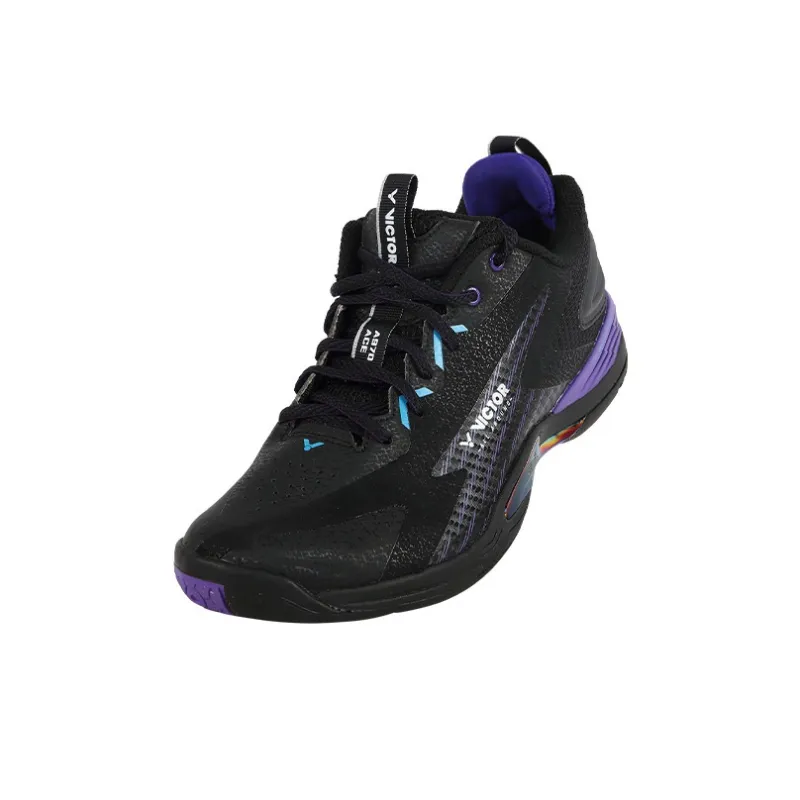 VICTOR Cushioning, Slip Resistant, Abrasion Resistant, Breathable Coverage Low Top Badminton Shoes Unisex Black Purple-2