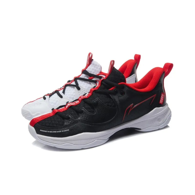 LiNing Battle Halberd Ⅲ LITE Cushioned Slip Resistant Low Top Badminton Shoes Unisex Black White-2