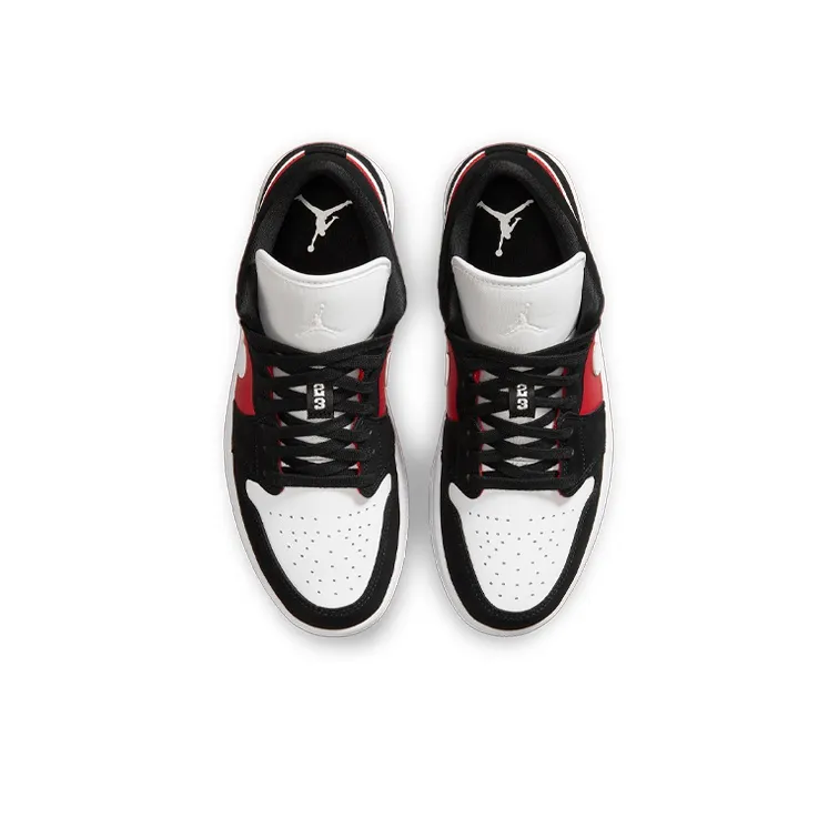 Jordan 1 Low Black White Gym Red Women's-3