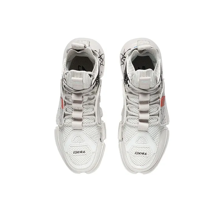 LiNing Essence 2 ACE Cushioning Anti Slip And Wear Resistant Mid Top Vintage Basketball Shoes Women's Frost White-3