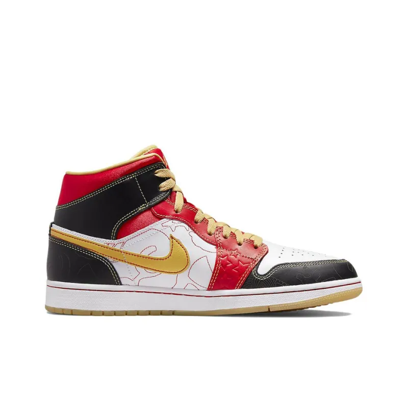 Jordan 1 Mid Xq White Black Sport Red-1
