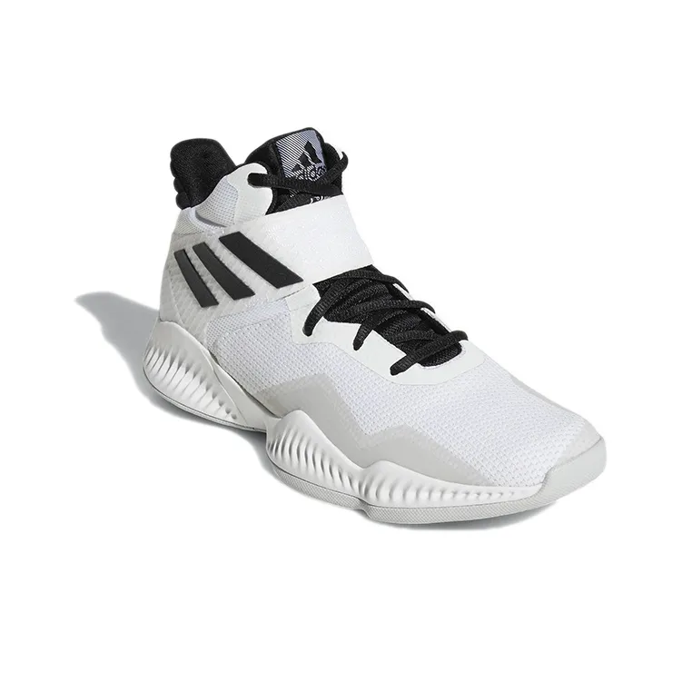 Adidas Explosive Bounce 2018 Cushioning Anti-Slip And Wear-Resistant Mid-Top Vintage Basketball Shoes Men's White Black-2