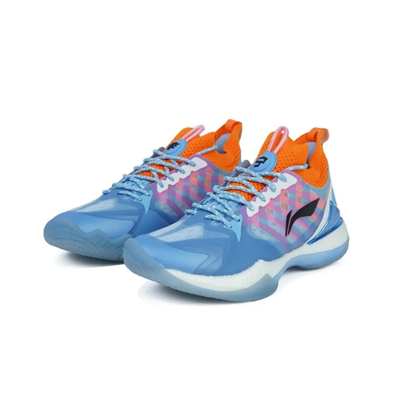 LINING Badminton Shoes Women's Low Top Blue/Orange-2