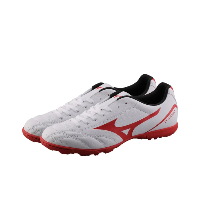 Mizuno TF Rubber Broken Studs Non slip Lightweight Soccer Shoes Men's White Red-2