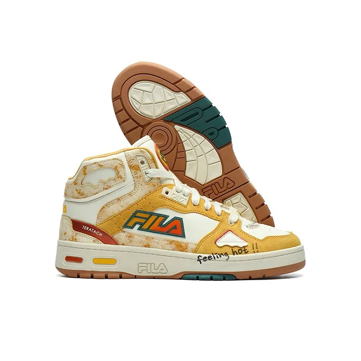 FILA FUSION Teratach Vintage Basketball Shoes Men Mid Top Yellow-4
