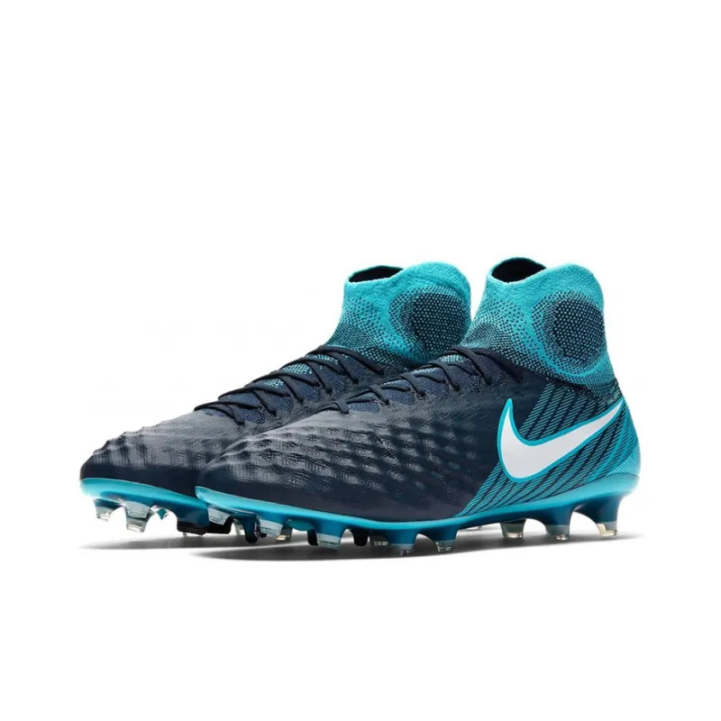 Nike Magista Obra 2 FG Rubber Long Studs Cushioning Anti Slip And Wear Resistant Soccer Shoes Men's Blue-2