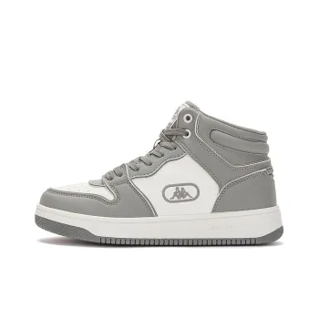 Kappa Abrasion Resistant Mid Top Vintage Basketball Shoes Unisex Mushroom Gray Korean White