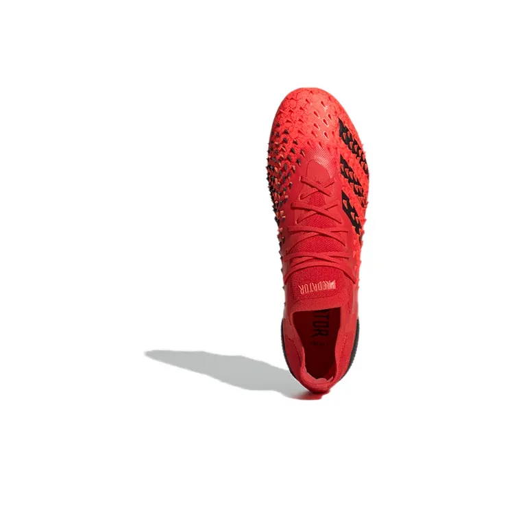 Adidas Predator Freak.1 Soft Ground Boots Slip Resistant Soccer Shoes Men's Red Black-4