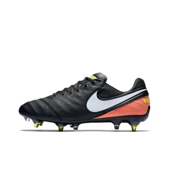 Nike Tiempo Legend 6 SG Metal Long Studs Soft Ground Anti-Slip Wear-Resistant Soccer Shoes Men's Black White Orange