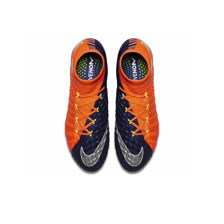 Nike HypervenomX Phantom 3 FG Rubber Long Studs Anti Slip Wear Resistant Soccer Shoes Men's Orange-3