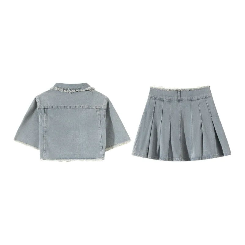 Adeworn Skirt Set Women's Washed Blue-1