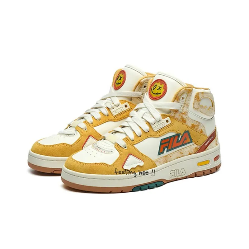 FILA FUSION Teratach Vintage Basketball Shoes Men Mid Top Yellow-1