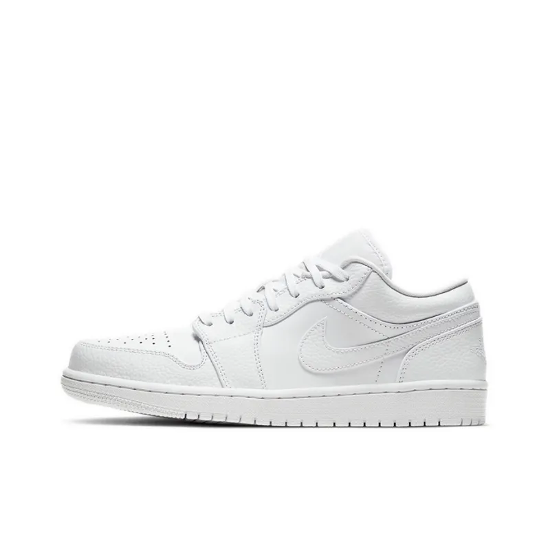 Jordan 1 Low Triple White Tumbled Leather-0