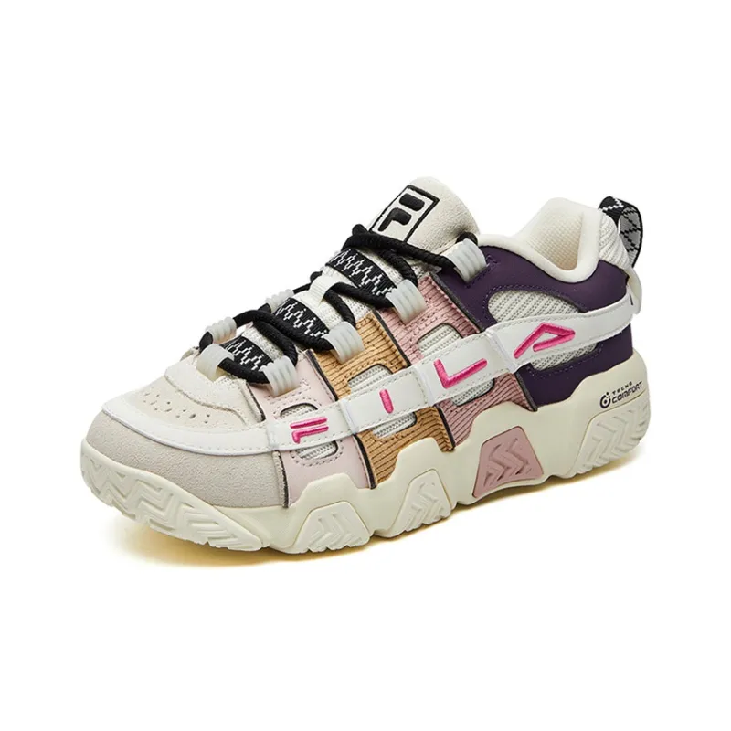 FILA FUSION Ade Vintage Basketball Shoes Women's Low Top Papyrus/Nostalgic Purple-1