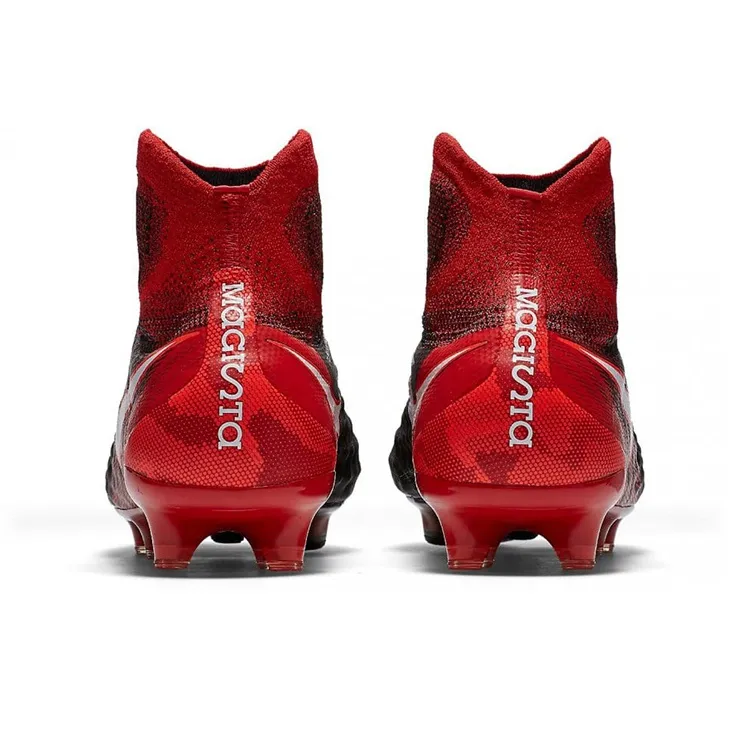 Nike Magista Obra 2 FG Rubber Long Studs Cushioning Anti-Slip And Wear-Resistant Soccer Shoes Black Red-4