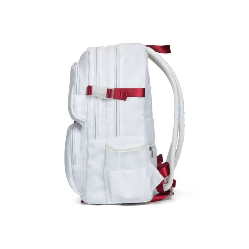 COWBONE Nylon Laptop Backpack Medium Size Unisex White Red-4