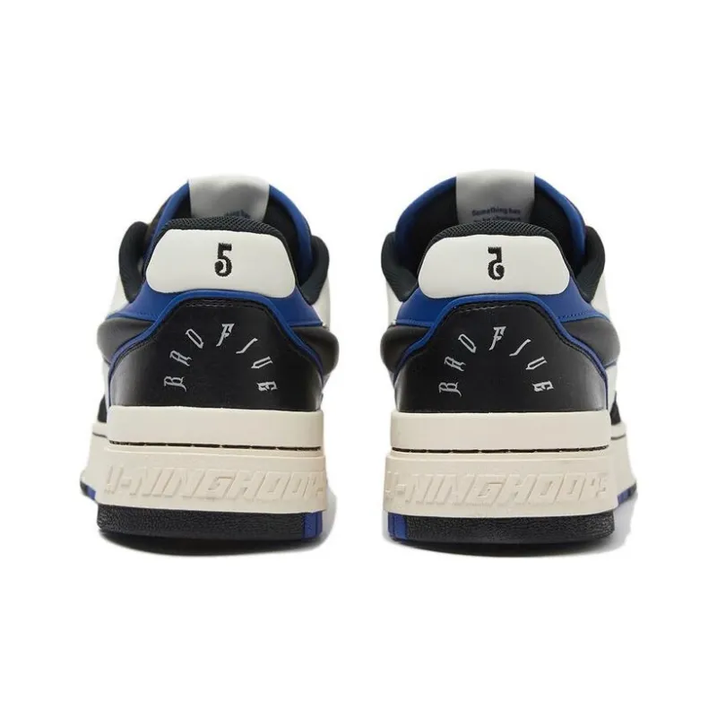 LiNing Rookie 2 Durable Breathable Low Top Vintage Basketball Shoes Black White-2