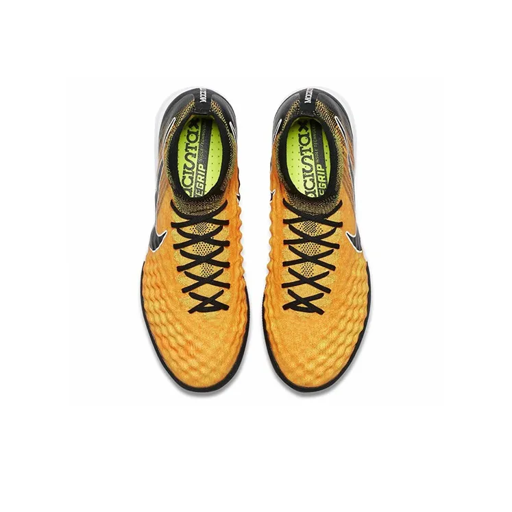 Nike TF Rubber Broken Studs Cushioning Anti Slip And Wear Resistant Grass Soccer Shoes Men's Yellow-3