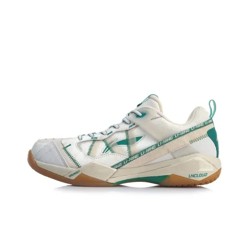 Li Ning Badminton Shoes White/Grey/Green