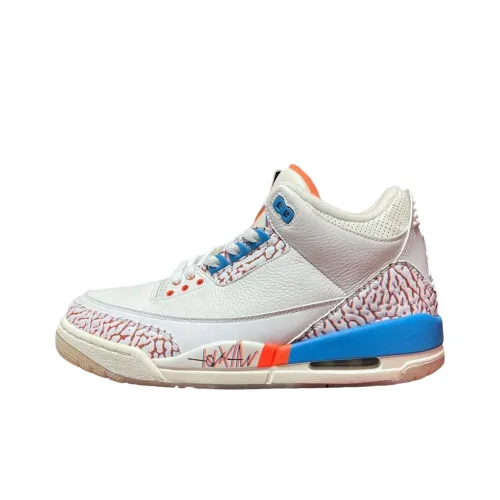 JORDAN Air JORDAN 3 Vintage Basketball Shoes Men Mid Top White Red Blue