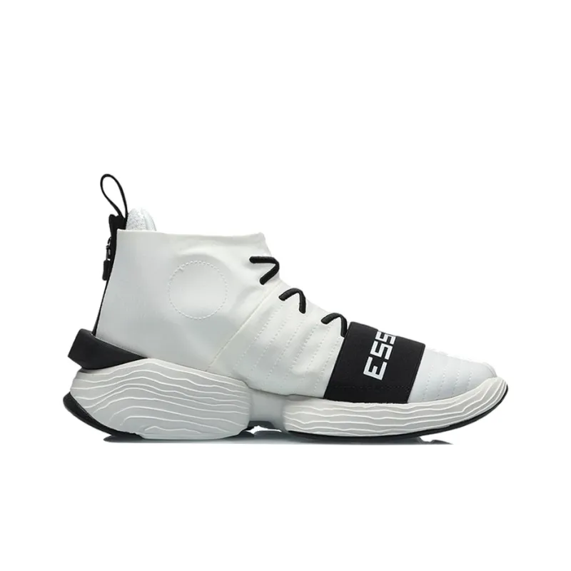 LiNing Essence Way Of Wade Anti Slip Wear Resistant Mid Top Vintage Basketball Shoes Unisex White Black-1