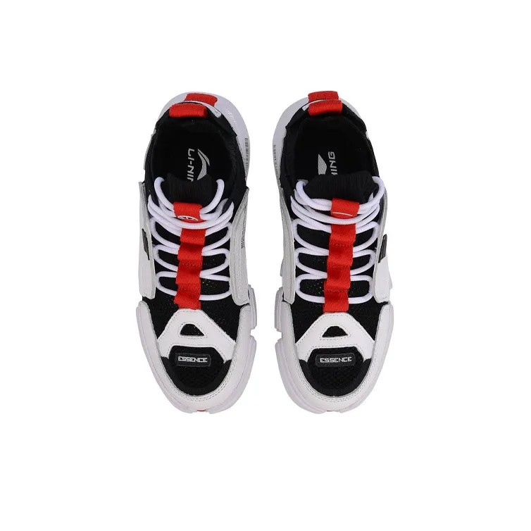 LiNing Vintage Basketball Shoes Women's Mid Top Black/White/Red-3