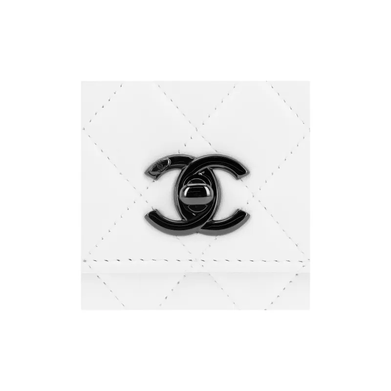 CHANEL Trendy Cc Sheepskin Shoulder Bag, Crossbody Bag Mini Women's Black White-4