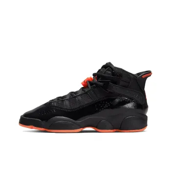 Jordan Air Jordan 6 Rings Cushioning Anti-Slip And Wear-Resistant High-Top Vintage Basketball Shoes GS Black Orange