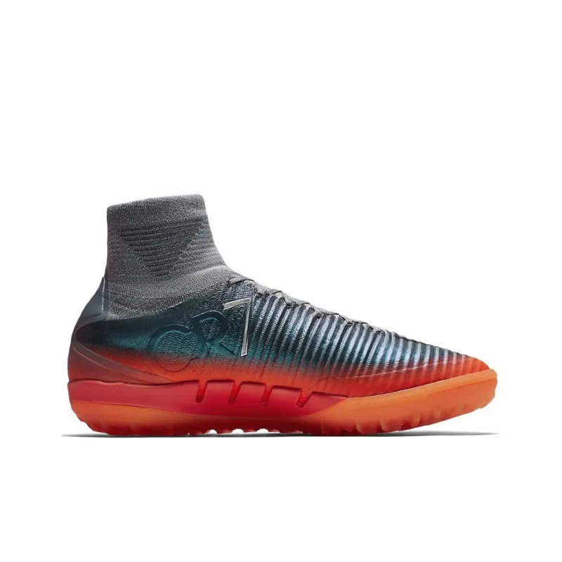 Nike Mercurialx Proximo 2 TF Rubber Broken Studs Cushioning Anti-Slip And Wear-Resistant Soccer Shoes Men's Gray Orange-1