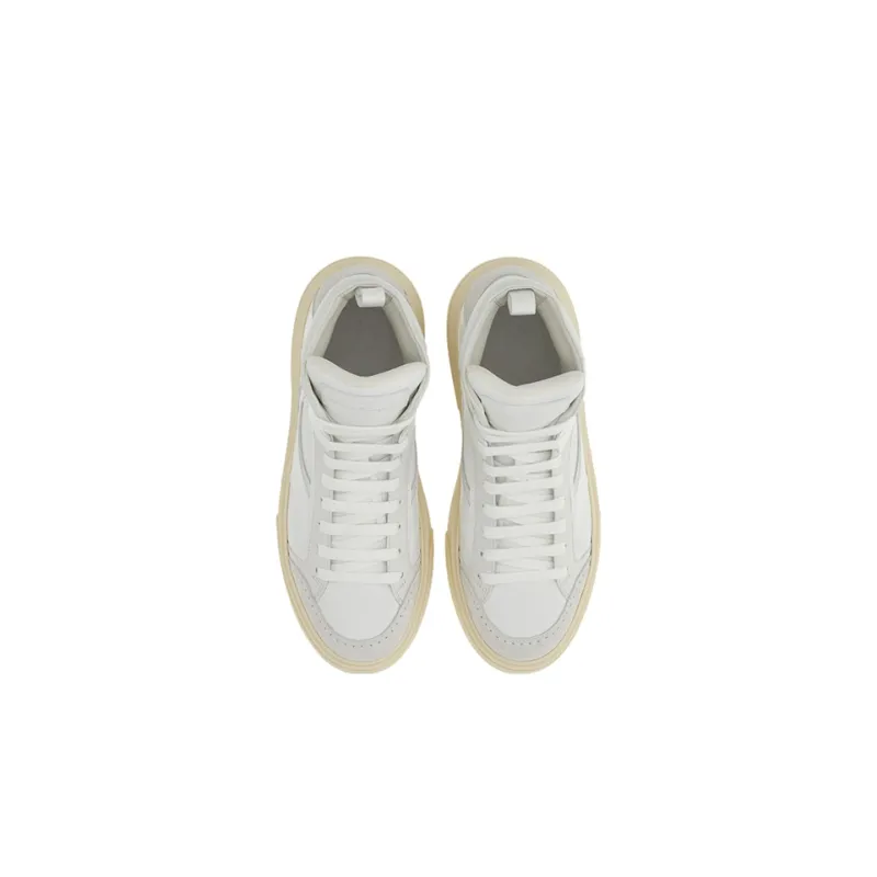 FERRAGAMO High Top Stylish Skateboarding Shoes Men's White Gray-2