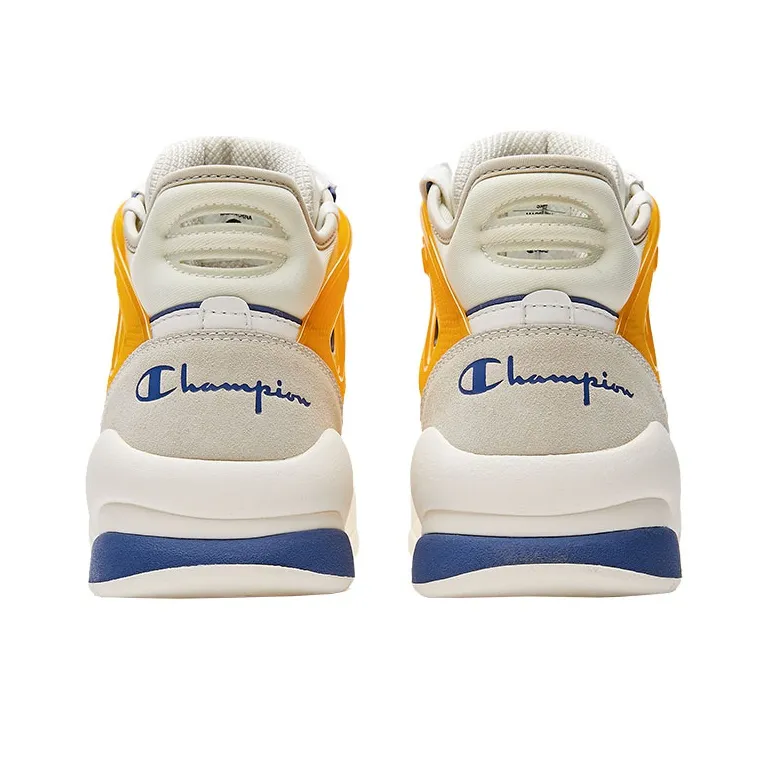 Champion Champ Hoop Mid Mid Top Vintage Basketball Shoes Men's White Yellow Blue-3