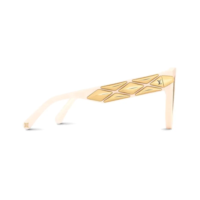 LOUIS VUITTON Plate And Metal Irregular Shape Sunglasses Women's Light Yellow-1