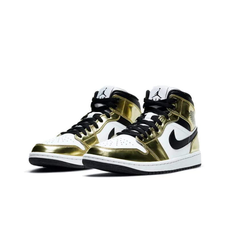 JORDAN 1 Mid Metallic Gold Black White-2
