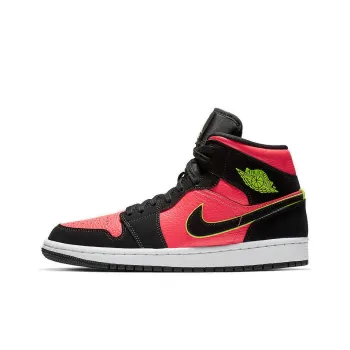 JORDAN 1 Mid Black Hot Punch Women's