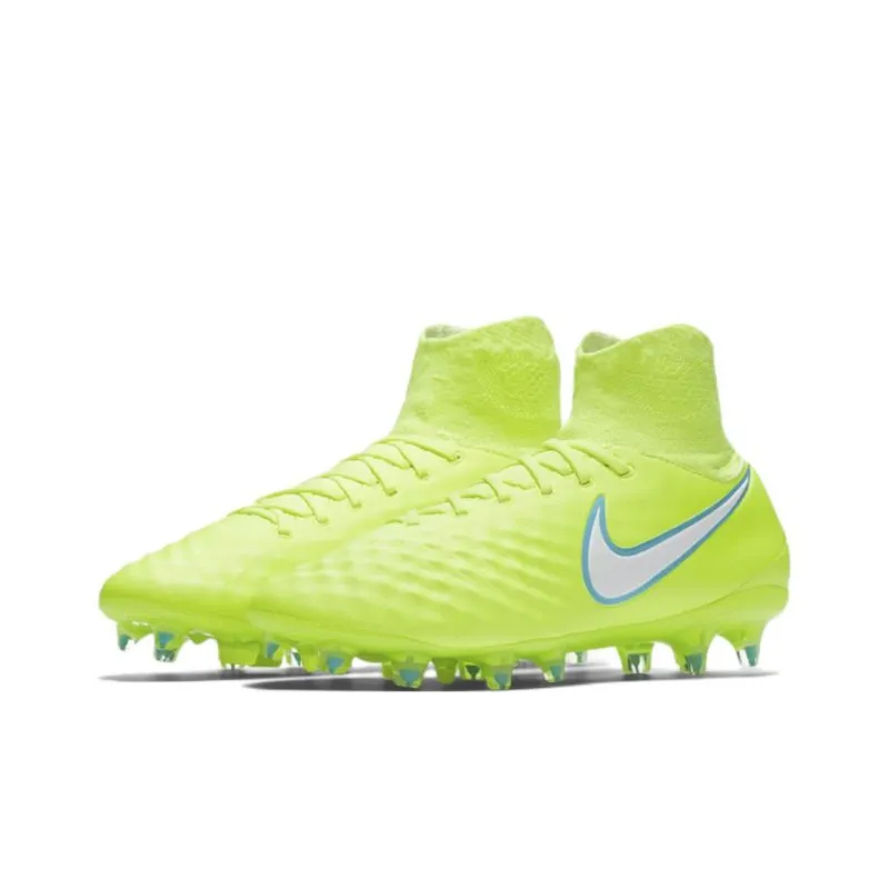 Nike FG Rubber Long Studs Cushioning Anti Slip And Wear Resistant Soccer Shoes Men's Neon Yellow-2