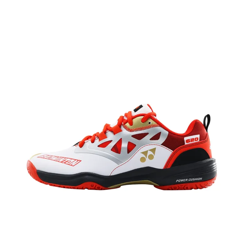 YONEX Badminton Shoes Men Low Top White Red-0